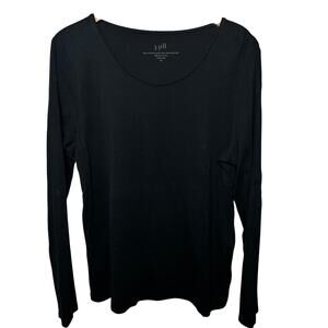 J. Jill Knit Top Scoop Neck Black Pima Cotton Long Sleeve Tee Minimalist XL